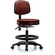 Vinyl Stool with Back - Medium Bench Height with Taupe Supernova Vinyl