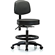 Vinyl Stool with Back - Medium Bench Height Carbon Supernova Vinyl