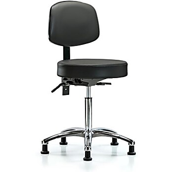 Vinyl Stool with Back Chrome - Carbon Supernova Vinyl