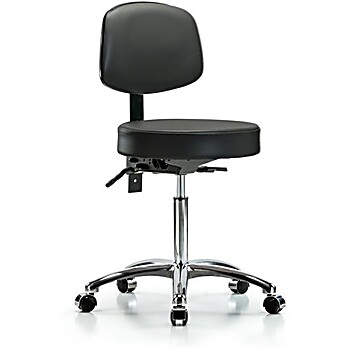 Vinyl Stool with Back Chrome - Carbon Supernova Vinyl