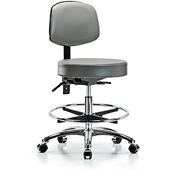 Vinyl Stool with Back Chrome - Sterling Supernova Vinyl