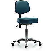 Vinyl Stool with Back Chrome - Marine Blue Supernova Vinyl