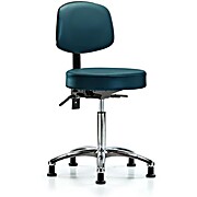 Vinyl Stool with Back Chrome - Marine Blue Supernova Vinyl