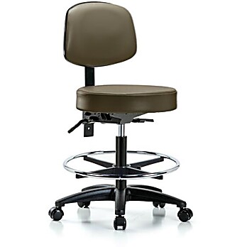 Vinyl Stool with Back - Marine Blue Supernova Vinyl