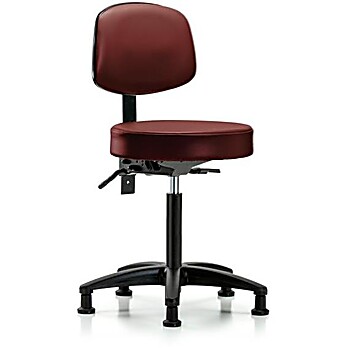 Vinyl Stool with Back - Taupe Supernova Vinyl