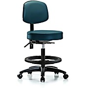 Vinyl Stool with Back - Medium Bench Height with Marine Blue Supernova Vinyl