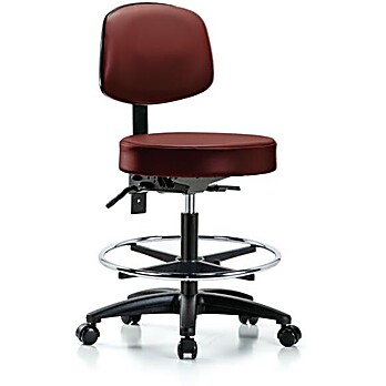 Vinyl Stool with Back - Taupe Supernova Vinyl