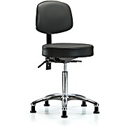 Vinyl Stool with Back Chrome - Carbon Supernova Vinyl