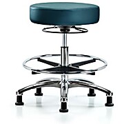 Vinyl Stool without Back Chrome - Marine Blue Supernova Vinyl