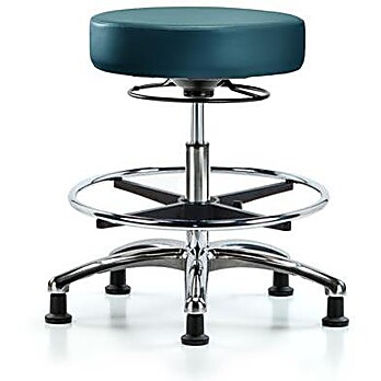 Vinyl Stool without Back Chrome - Marine Blue Supernova Vinyl