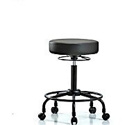 Vinyl Stool without Back - Medium Bench Height Carbon Supernova Vinyl