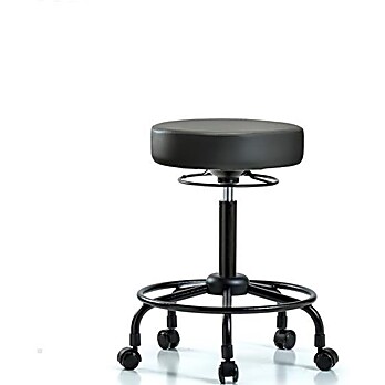 Vinyl Stool without Back - Medium Bench Height Carbon Supernova Vinyl