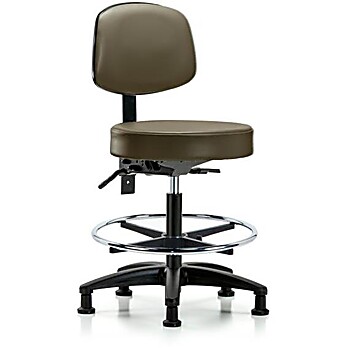 Vinyl Stool with Back - Marine Blue Supernova Vinyl