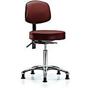 Vinyl Stool with Back Chrome - Taupe Supernova Vinyl