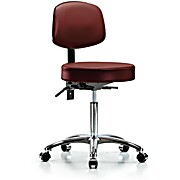 Vinyl Stool with Back Chrome - Taupe Supernova Vinyl