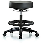 Vinyl Stool without Back - Medium Bench Height Carbon Supernova Vinyl