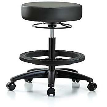 Vinyl Stool without Back - Medium Bench Height Carbon Supernova Vinyl