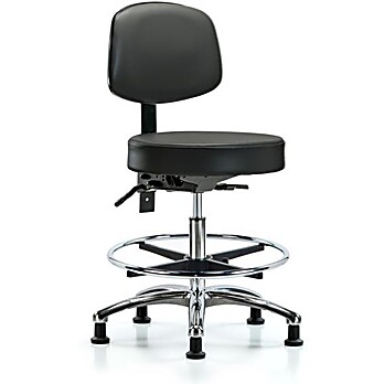 Vinyl Stool with Back Chrome - Carbon Supernova Vinyl