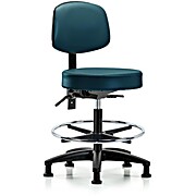 Vinyl Stool with Back - Marine Blue Supernova Vinyl