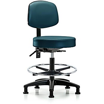 Vinyl Stool with Back - Marine Blue Supernova Vinyl