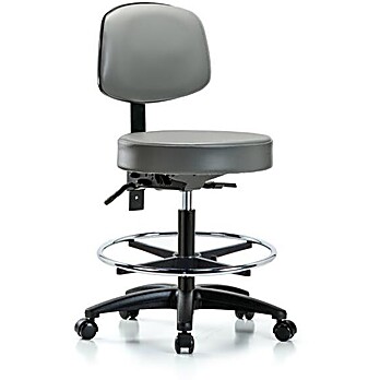 Vinyl Stool with Back - Sterling Supernova Vinyl
