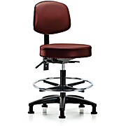 Vinyl Stool with Back - Taupe Supernova Vinyl