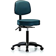 Vinyl Stool with Back - Marine Blue Supernova Vinyl