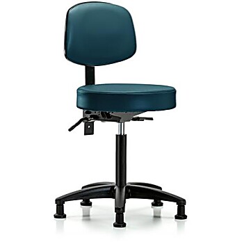 Vinyl Stool with Back - Marine Blue Supernova Vinyl