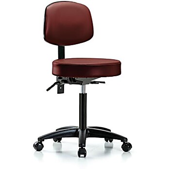 Vinyl Stool with Back - Taupe Supernova Vinyl