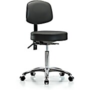 Vinyl Stool with Back Chrome - Carbon Supernova Vinyl
