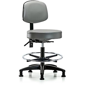 Vinyl Stool with Back - Sterling Supernova Vinyl