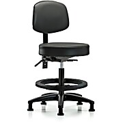 Vinyl Stool with Back - Medium Bench Height with Carbon Supernova Vinyl