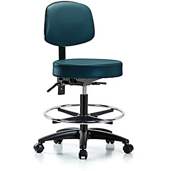 Vinyl Stool with Back - Marine Blue Supernova Vinyl
