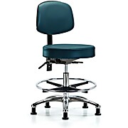 Vinyl Stool with Back Chrome - Marine Blue Supernova Vinyl