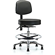 Vinyl Stool with Back Chrome - Carbon Supernova Vinyl