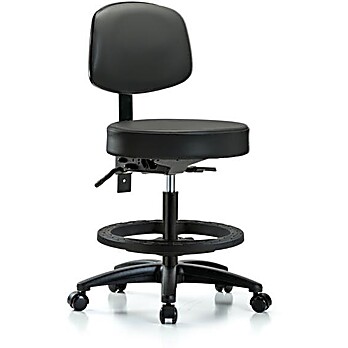 Vinyl Stool with Back - Medium Bench Height with Carbon Supernova Vinyl
