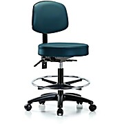 Vinyl Stool with Back - Marine Blue Supernova Vinyl