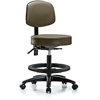 Vinyl Stool with Back - Medium Bench Height Marine Blue Supernova Vinyl