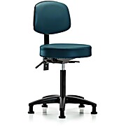 Vinyl Stool with Back - Marine Blue Supernova Vinyl