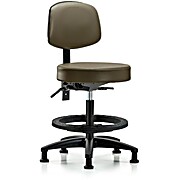Vinyl Stool with Back - Medium Bench Height with Marine Blue Supernova Vinyl