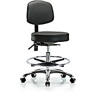 Vinyl Stool with Back Chrome - Carbon Supernova Vinyl