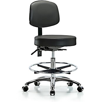 Vinyl Stool with Back Chrome - Carbon Supernova Vinyl