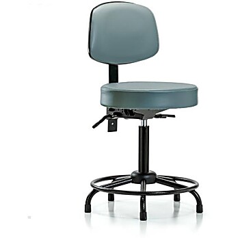 Vinyl Stool with Back - Medium Bench Height Storm Supernova Vinyl