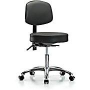 Vinyl Stool with Back Chrome - Carbon Supernova Vinyl