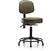 Vinyl Stool with Back - Medium Bench Height Marine Blue Supernova Vinyl