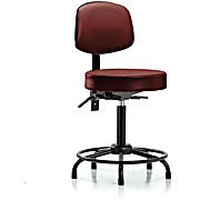 Vinyl Stool with Back - Medium Bench Height Taupe Supernova Vinyl
