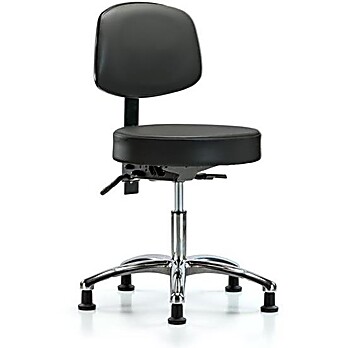 Vinyl Stool with Back Chrome - Carbon Supernova Vinyl