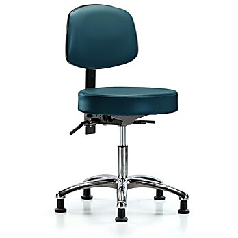 Vinyl Stool with Back Chrome - Marine Blue Supernova Vinyl