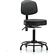 Vinyl Stool with Back - Medium Bench Height Carbon Supernova Vinyl