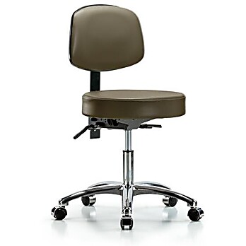 Vinyl Stool with Back Chrome - Marine Blue Supernova Vinyl
